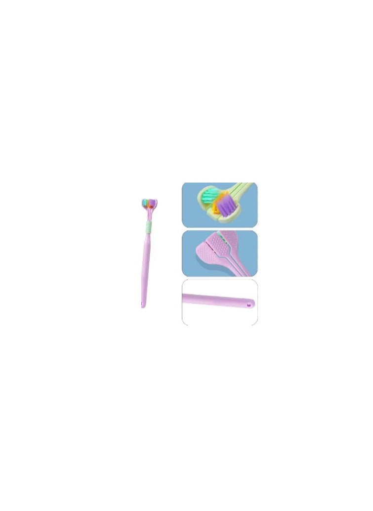 Generic Triple Toothbrush with Soft Bristles - Covers All Sides of Teeth Plus Tongue Scraper on Back to Keep Tongue Clean  - Image 5