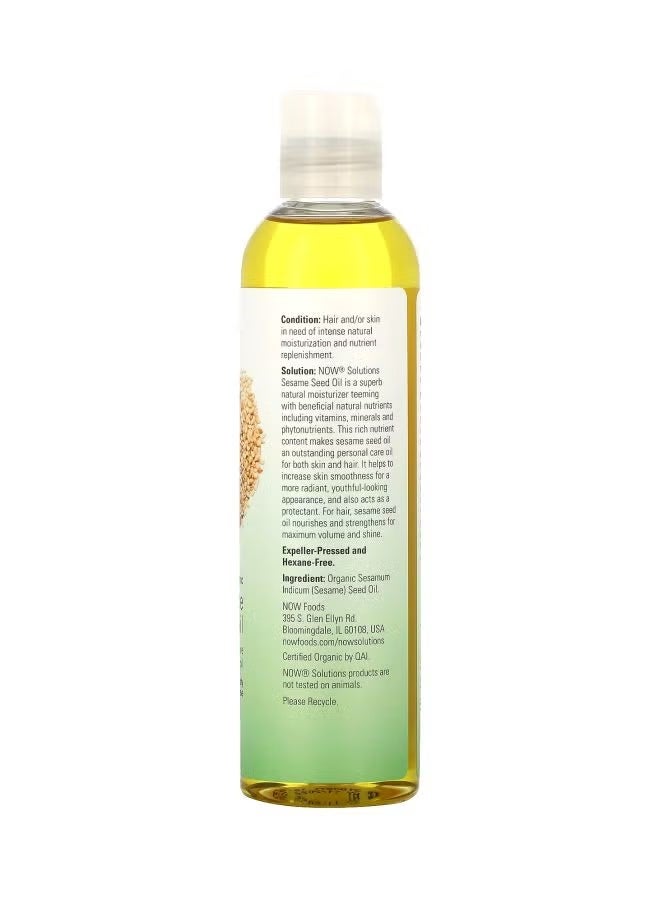 NOW Sesame Seed Oil, Certified Organic, 237 ml - Image 2