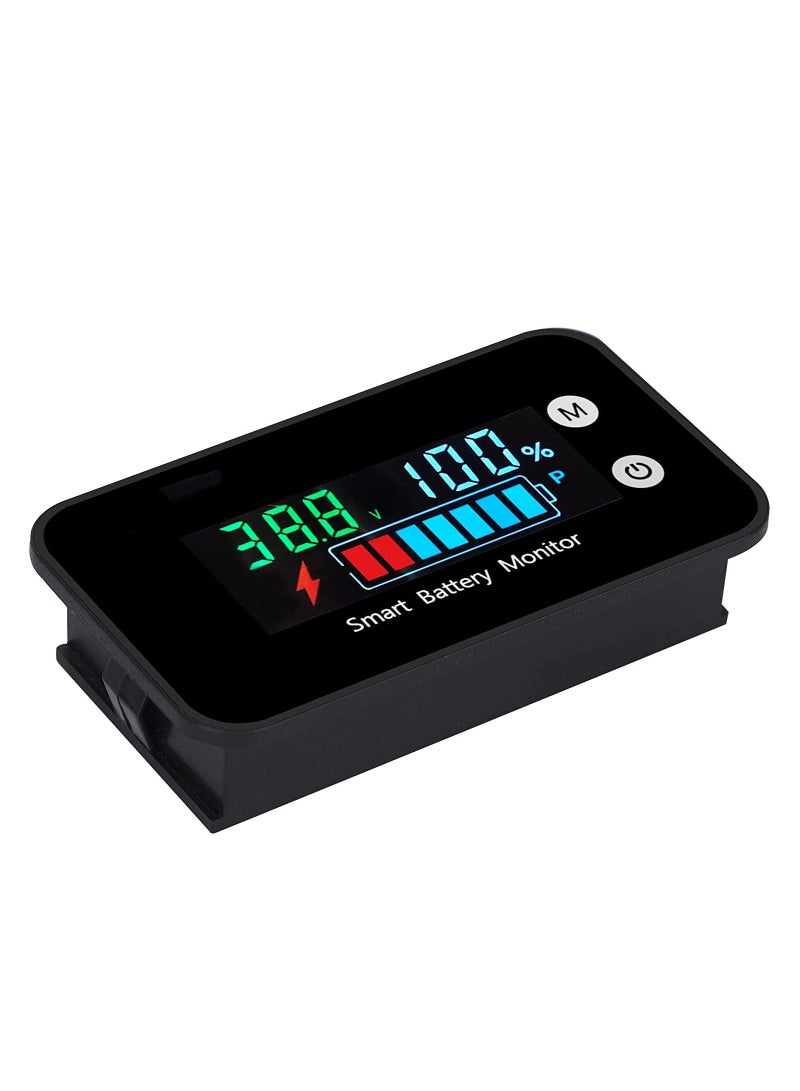 Zikra Battery Capacity Monitor, 12v 24v 36v 48v 60v 72v, Digital Battery Status Tester Meter, Remaining Percentage Level Voltage Fahrenheit Temperature Power Indicator Panel Gauge for Marine RV, Golf cart - Image 1