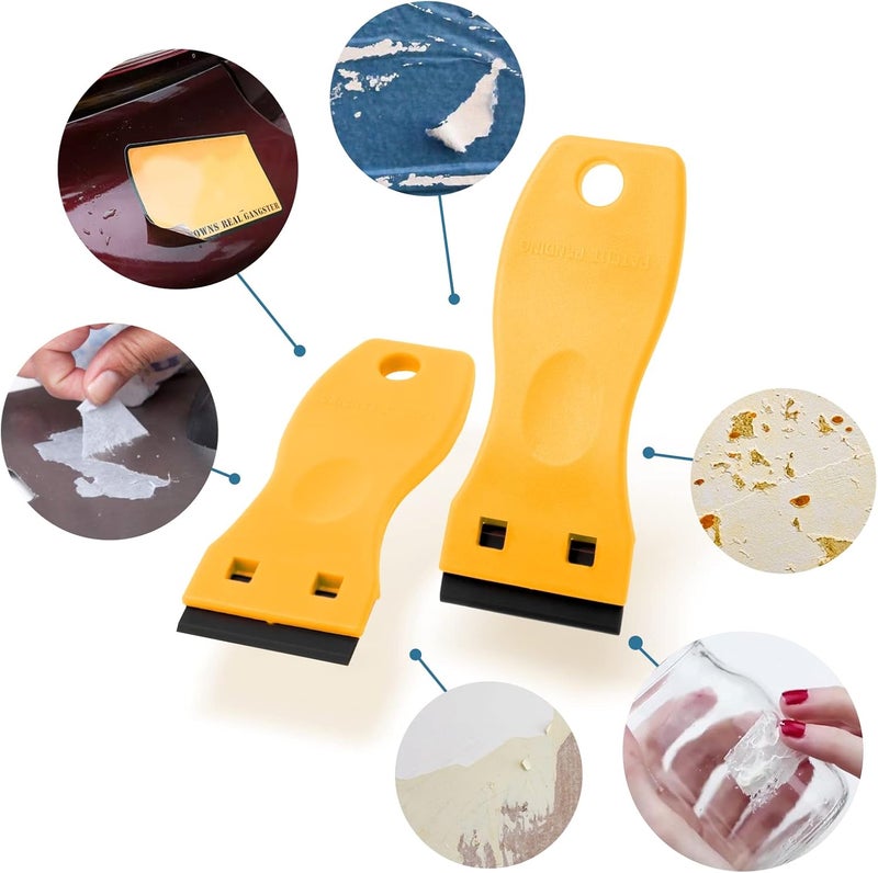 FOSHIO 20PCS Yellow Plastic Razor Blade Scraper Tool for Gasket Remover, Sticker Remover, Labels Decal and Adhesive Remover for Windows and Glass - Image 2
