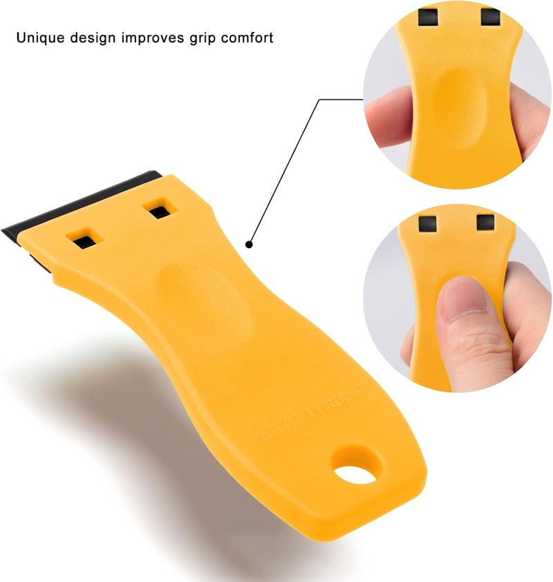 FOSHIO 20PCS Yellow Plastic Razor Blade Scraper Tool for Gasket Remover, Sticker Remover, Labels Decal and Adhesive Remover for Windows and Glass - Image 5