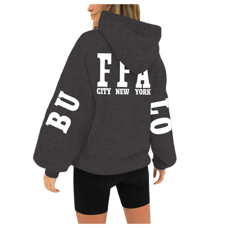 foreign trade wish independent station new hooded printed letters sweater women factory wholesale - Image 3