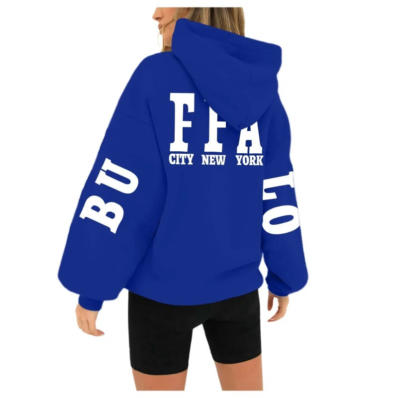 foreign trade wish independent station new hooded printed letters sweater women factory wholesale - Image 2