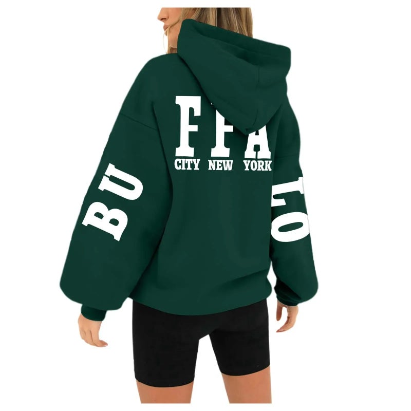 foreign trade wish independent station new hooded printed letters sweater women factory wholesale - Image 4
