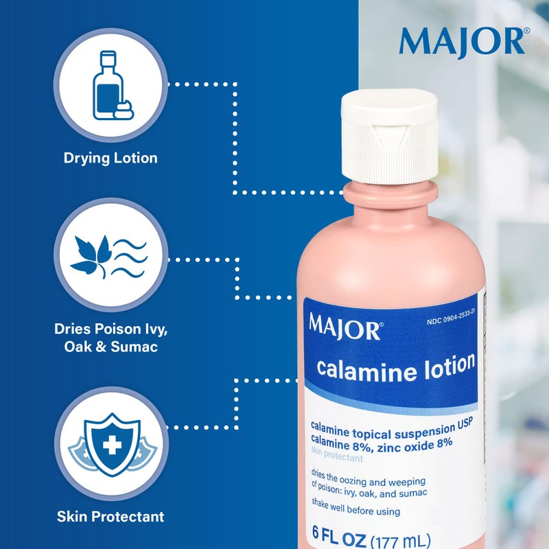 MAJOR Calamine Lotion - Calamine Topical Suspension USP Skin Protectant - 6 Fl Oz (177 mL) (1 Pack) - Image 5