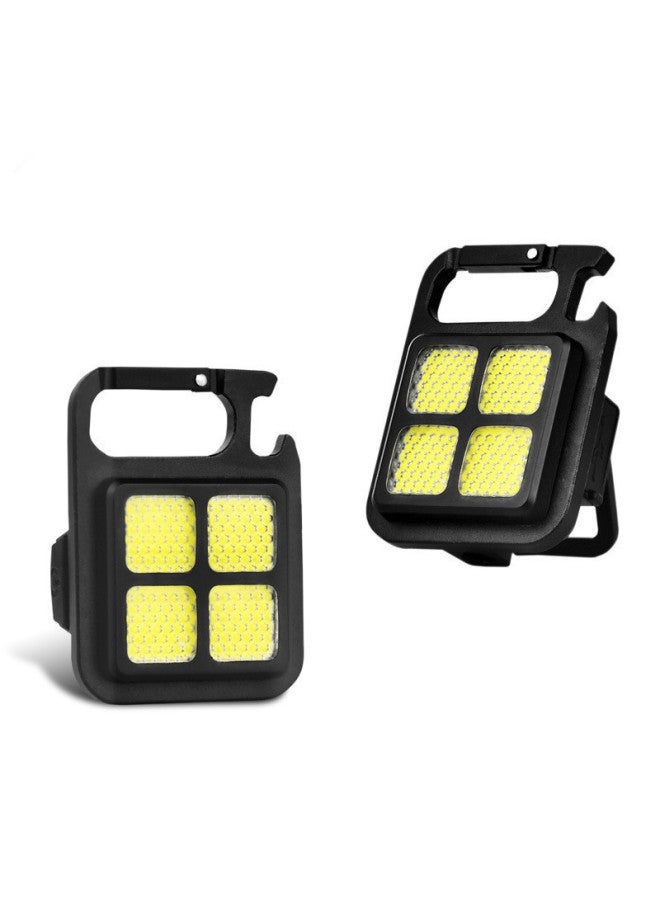 New Outdoor Camping Multi-function Key Chain Lamp USB Charging Cob Flashlight Flashlight Mountaineering Buckle Flashlight