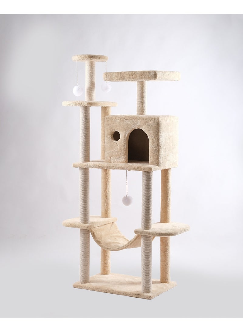Multi-Level Cat Tree with Condos & Hammocks – 160cm - Image 1