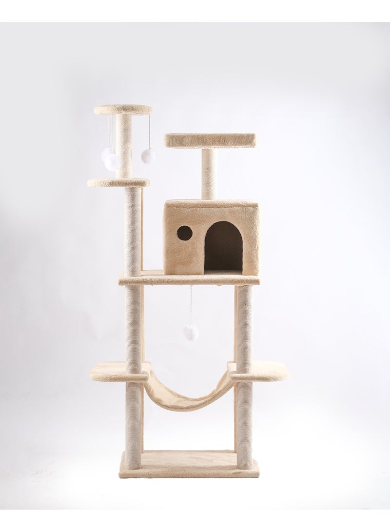 Multi-Level Cat Tree with Condos & Hammocks – 160cm - Image 4
