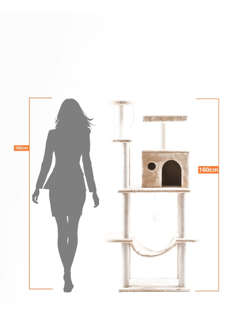 Multi-Level Cat Tree with Condos & Hammocks – 160cm - Image 3