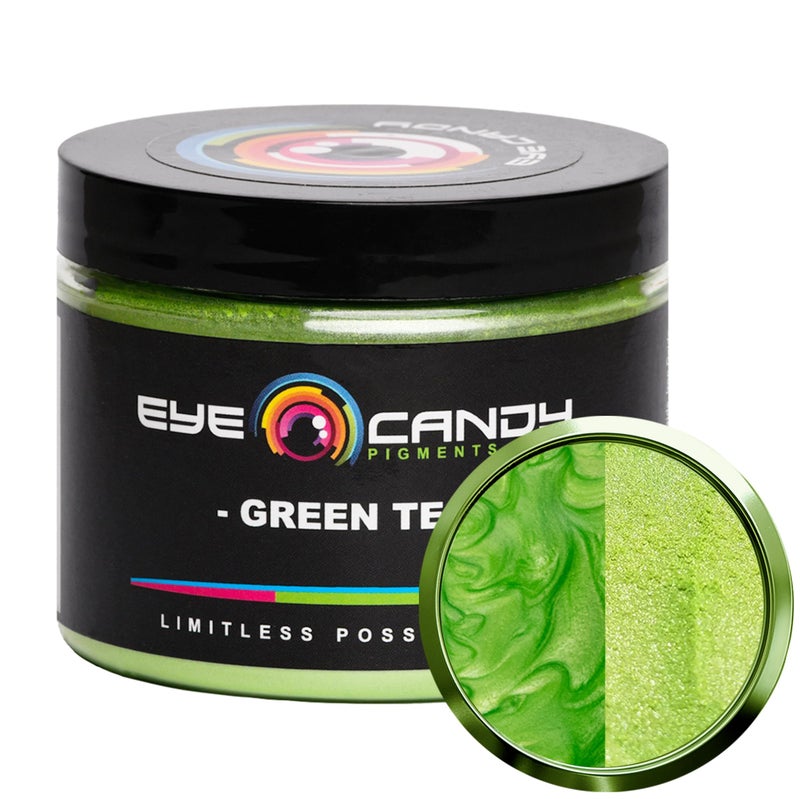 Eye Candy Pigments Premium Green Mica Powder - Green Tea (50gr) - for Epoxy, Resin, Soap, Paint, Woodworking, Acrylic Pouring, Bath Bombs, Fishing Lures - DIY Arts and Crafts Additive - Image 1