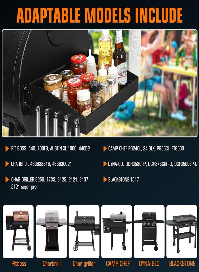 GRISUN رف جانبي قابل للتعديل لشواية GRISUN - طاولة تحضير قابلة للطي لشوايات Pit Boss 540/700FB و Char Griller 8250 و 1733 و 8125 و 2121 - Image 3