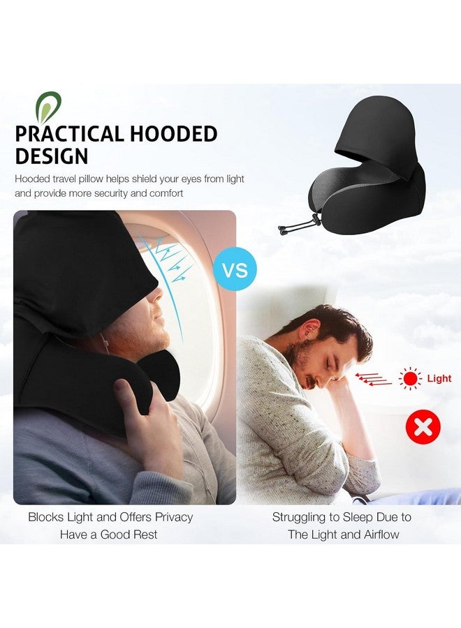 Adofys ADOFYS Travel Pillow for Neck Memory Foam, Hooded Travel Neck Pillow for Adults, Comfortable Neck Pillow for Travel with Hoodie, Flight Pillow, Airplane Pillow, Travel Cushion for Plane Car Train - Image 2