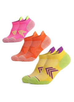 3 Pairs Womens Ankle Compression Running Socks, Cushioned Low Cut Athletic Socks with Arch Support