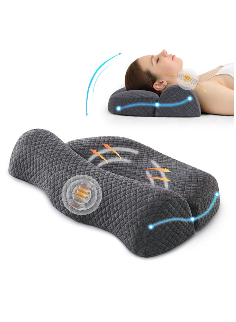 Excefore High Density Space Cervical Memory Foam Pillow, Contour Pillow for Neck and Shoulder Pain, Ergonomic Orthopedic Sleeping Support Pillow for Side, Back, and Stomach Sleepers - Image 1