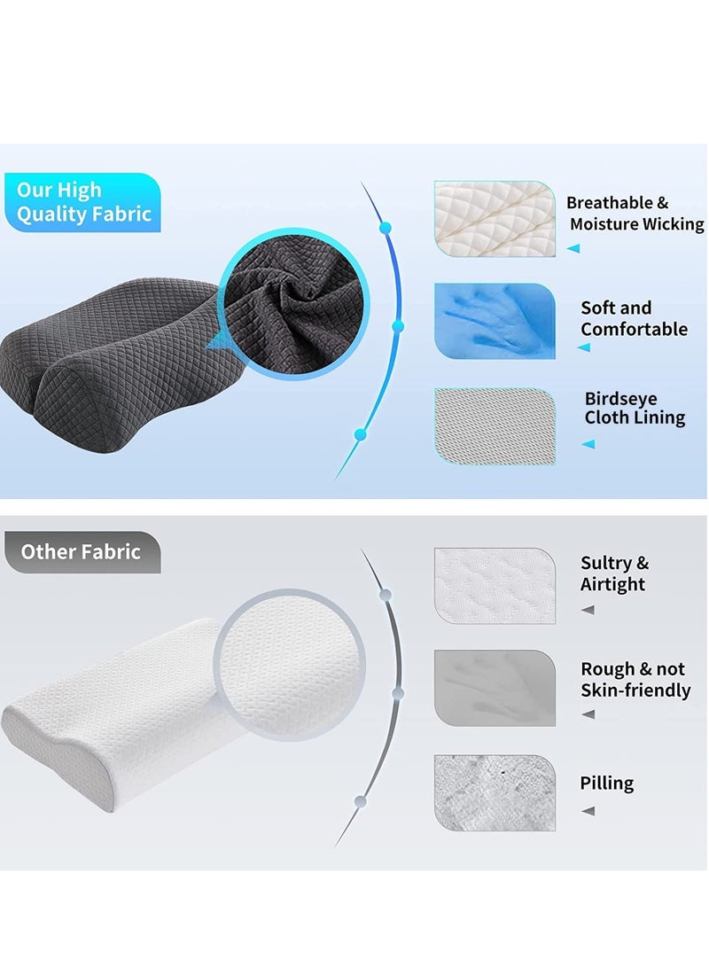 Excefore High Density Space Cervical Memory Foam Pillow, Contour Pillow for Neck and Shoulder Pain, Ergonomic Orthopedic Sleeping Support Pillow for Side, Back, and Stomach Sleepers - Image 4