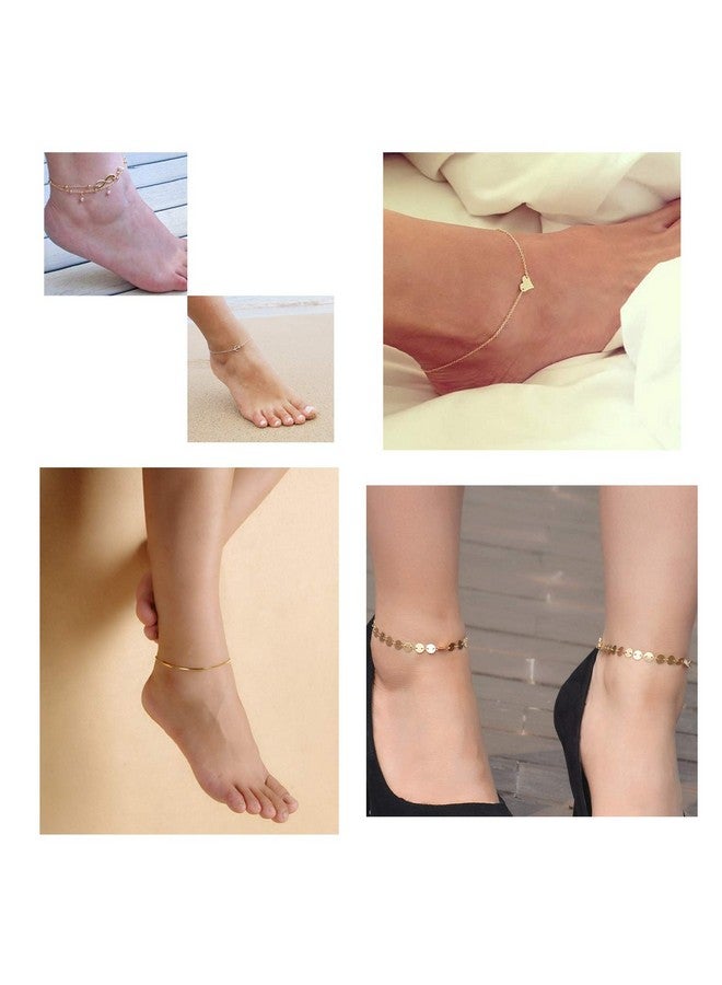 Softones 12Pcs Ankle Bracelets For Women Gold Silver Two Style Chain Beach Anklet Bracelet Jewelry Anklet Set,Adjustable Size - Image 3