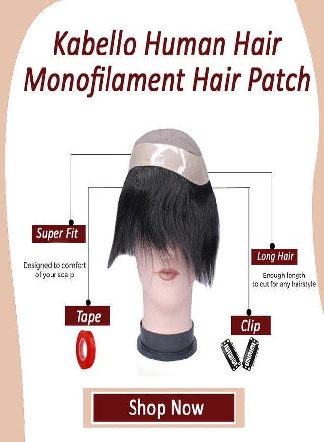 Kabello Human Hair Toupee Wig for Men Normal Monofilament 9x7 in Natural Black Color Pack of 1 - Image 4