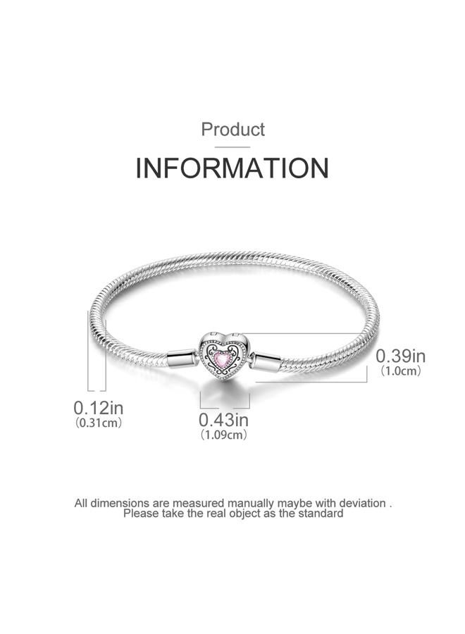 MULA 925 Sterling Silver Snake Chain Charm Bracelet Butterfly Heart Clover with 5A Cubic Zirconia for Women Girls Gift for Her - Image 4