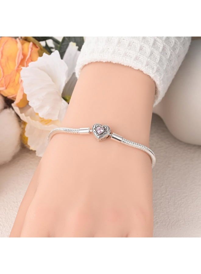 MULA 925 Sterling Silver Snake Chain Charm Bracelet Butterfly Heart Clover with 5A Cubic Zirconia for Women Girls Gift for Her - Image 5