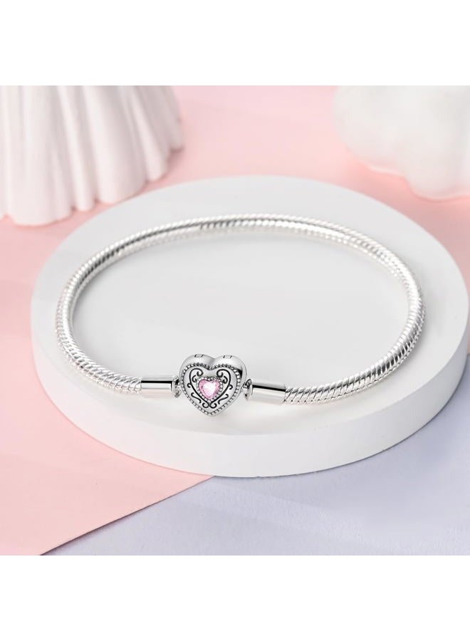 MULA 925 Sterling Silver Snake Chain Charm Bracelet Butterfly Heart Clover with 5A Cubic Zirconia for Women Girls Gift for Her - Image 2