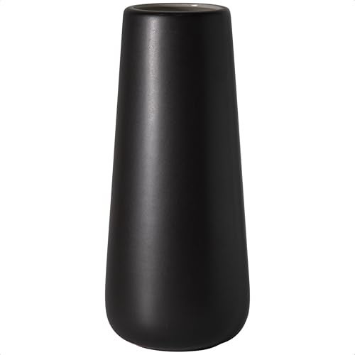 Dvine Dev 11 Inch Ceramic Flower Vase Matte Finishing Minimalist Design for Home Dcor Bedroom Living Room Centerpieces Office Ebony Black VSXHE2