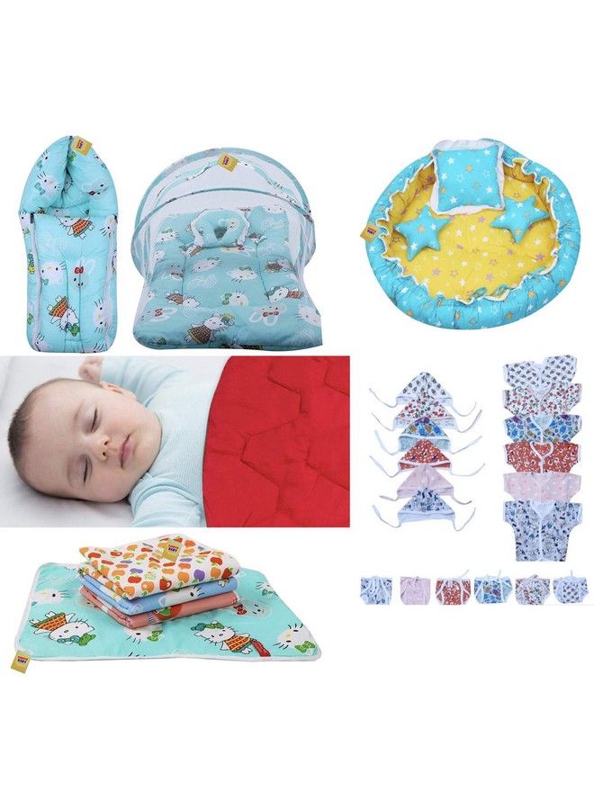 FARETO Baby Daily Essential Combo All In One(Total Items: 30)(0 6 Months) (Star Pista Green & Red) - Image 1