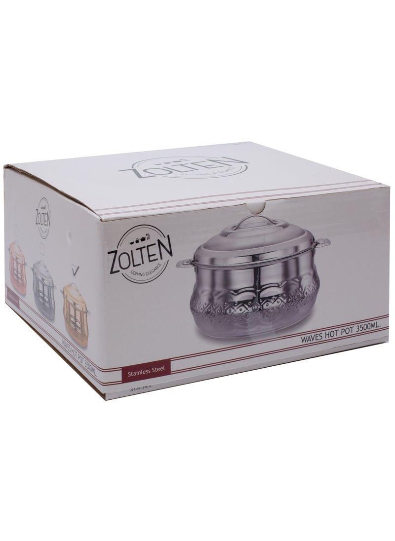ZOLTEN Stainless Steel Waves Hotpot With Nakshi Bottom 3.5 Liters Rose Gold Colour  - Image 3