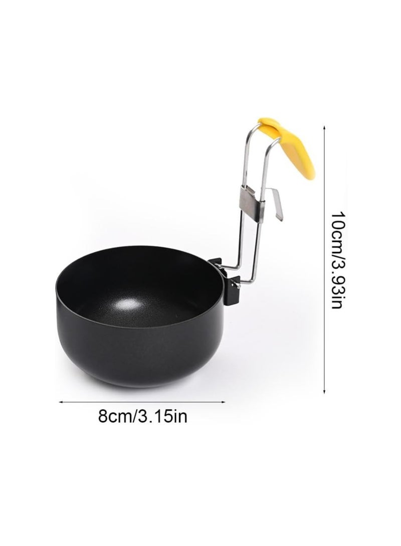 Folding Egg Boiler, Stainless Steel Egg Boiler, Egg Ring, Non-stick Egg Boiler, Egg Boiler Cup, Egg Boiler Cooking Tools Kitchen Gadgets (Black 2 Pieces)  - Image 2