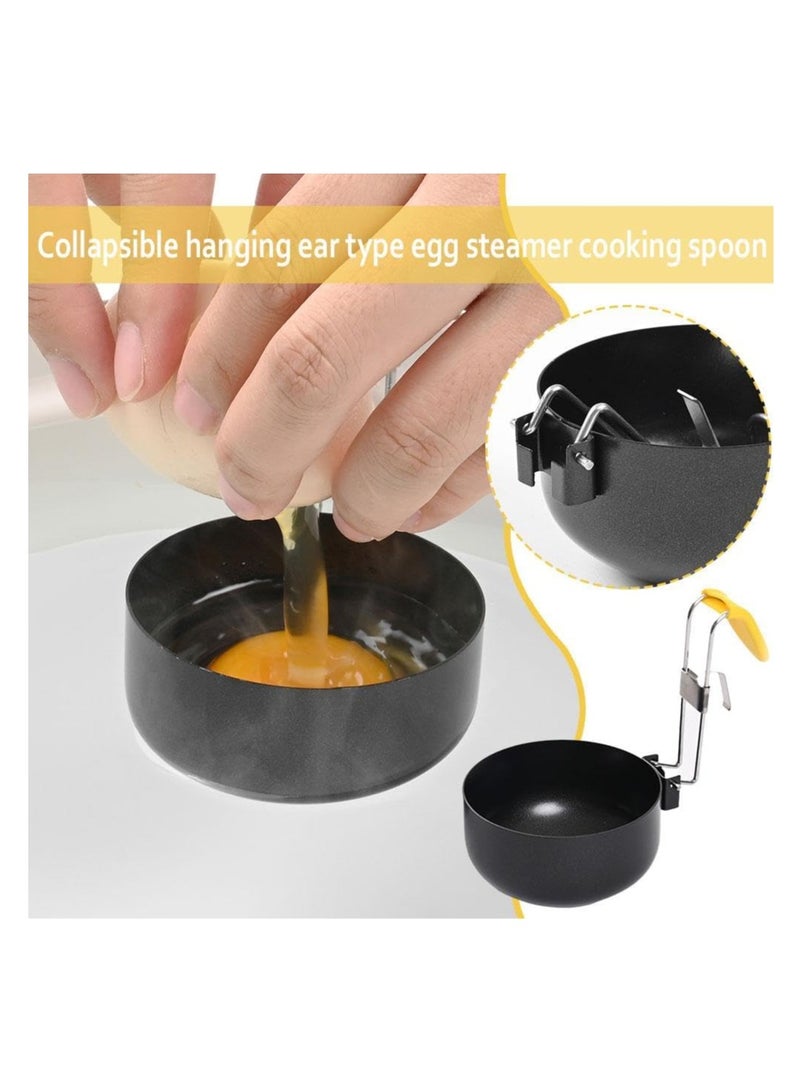 Folding Egg Boiler, Stainless Steel Egg Boiler, Egg Ring, Non-stick Egg Boiler, Egg Boiler Cup, Egg Boiler Cooking Tools Kitchen Gadgets (Black 2 Pieces)  - Image 5