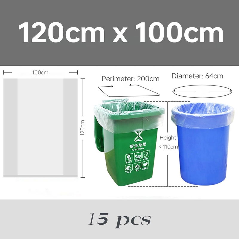 Maykela Eatra Large Trash Bag 15Pcs Garbage Bag Large Trash Bags,120 * 100cm Plastic Garbage Bag 120L Large Capacity Bin Liners (White-15 Pack) - Image 5