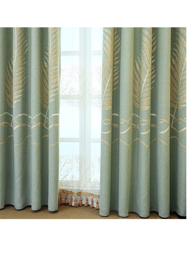 general Nordic simple style floor-to-ceiling window curtains blackout curtains embroidered cloth curtains study bedroom living room (1 piece) - Image 2