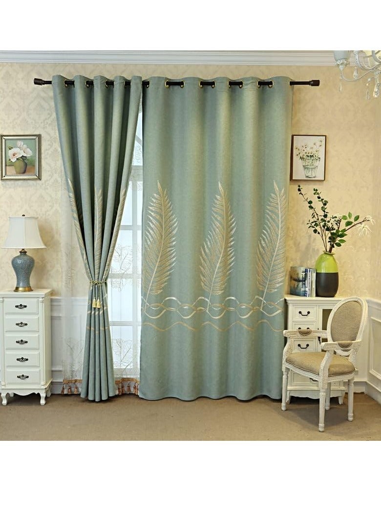 general Nordic simple style floor-to-ceiling window curtains blackout curtains embroidered cloth curtains study bedroom living room (1 piece) - Image 1