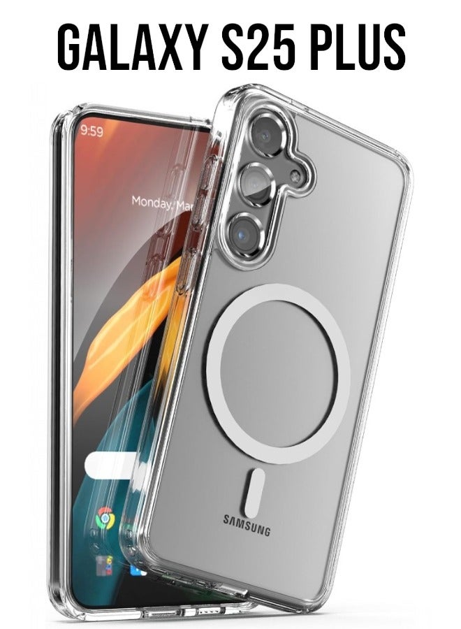 general Samsung Galaxy S25 Plus, Magnetic Case, Compatible with MagSafe Wireless Charging, Anti-Scratch Bumper Cover (Clear), TPU - PC - Image 1