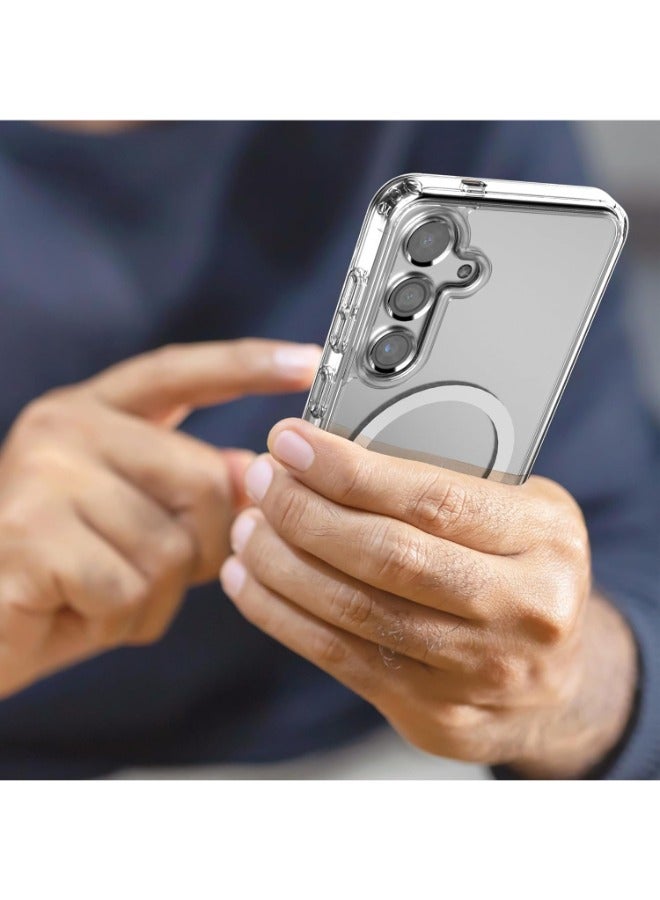 general Samsung Galaxy S25 Plus, Magnetic Case, Compatible with MagSafe Wireless Charging, Anti-Scratch Bumper Cover (Clear), TPU - PC - Image 2