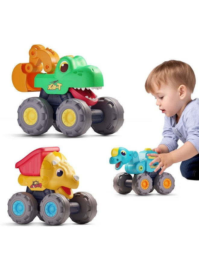 iPlay, iLearn Toddler Dinosaur Truck Toy, Baby Pull Back Toy Car 1 2 3 Year Old Boy, BigWheels Construction Vehicles, Friction Powered, Push Go Dino Car, Cool Birthday Gift for 12 18 24 Month Kid Girl - Image 1