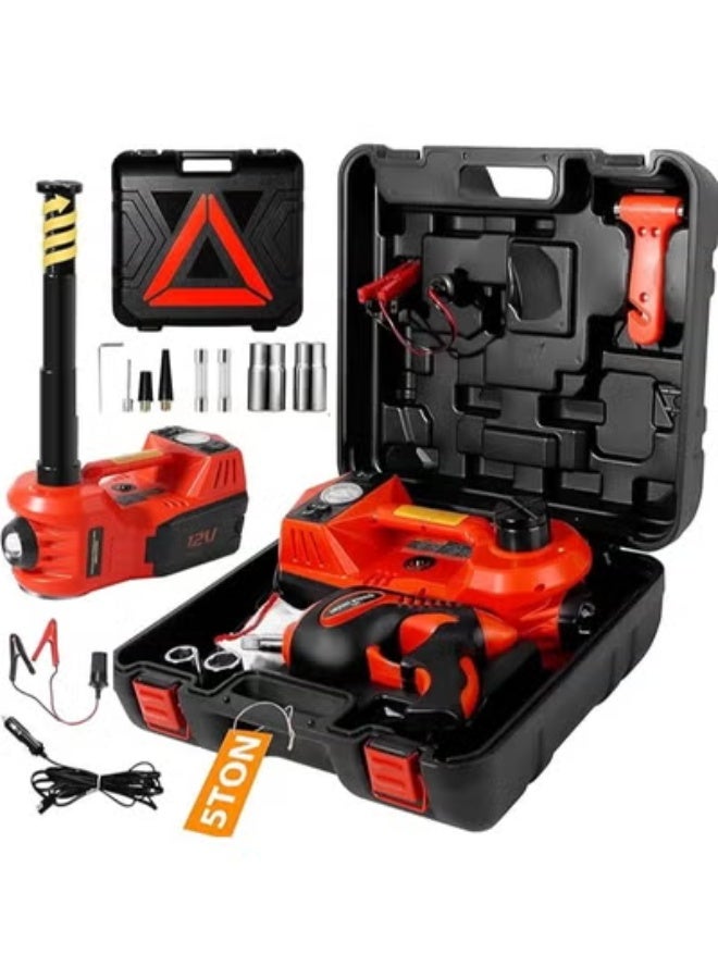 Original DC 12V 5-in-1 Electric Hydraulic Car Jack with Electric Impact Wrench, Tire Inflator, and LED Light – Lifting Range 6 to 17.7 inches – For Cars, SUVs, MPVs, and Sedans - Image 1