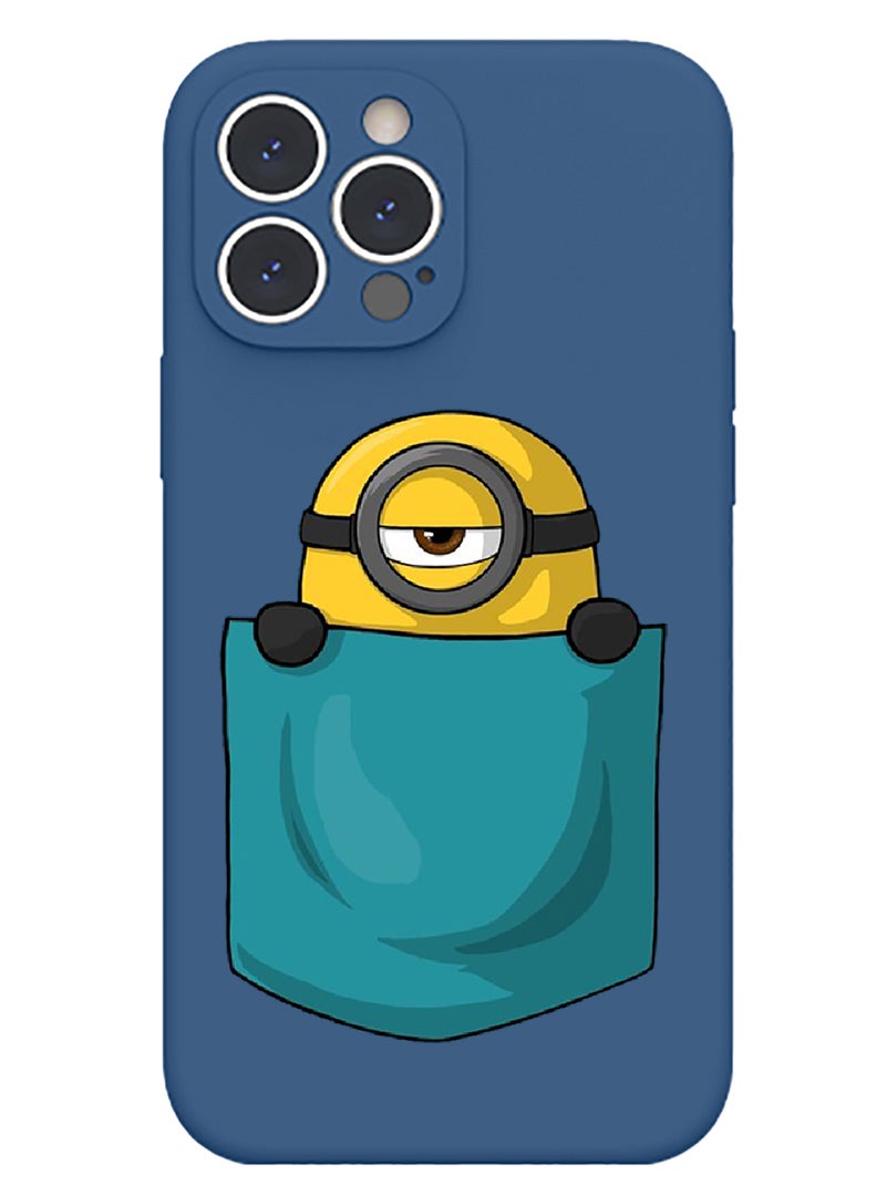 Theodor Protective Slim Fit Case Liquid Silicone Cover with Full Body Protection Anti-Scratch Shockproof Case For iPhone 12 Pro Max Blue  - Minion Pocket - Image 1