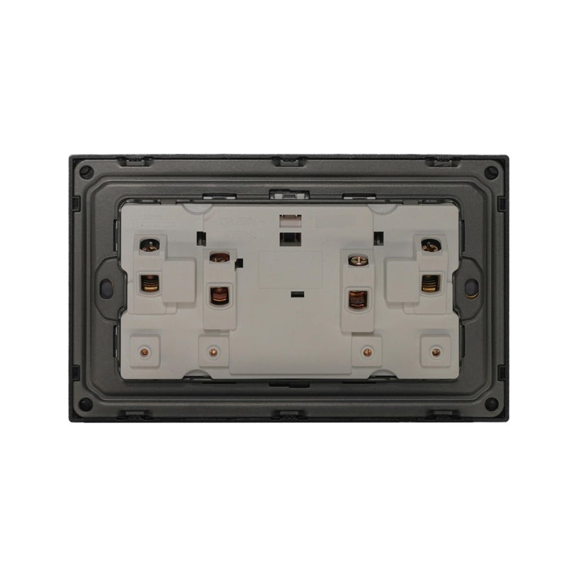 Donmarco 2 Gang Double UK Socket 13A - Ultra Thin Glass, Fire-Resistant Electric Outlet , 15-Year Warranty – Elegant and Durable Power Outlet for Home and Office (Matt Grey) - Image 4