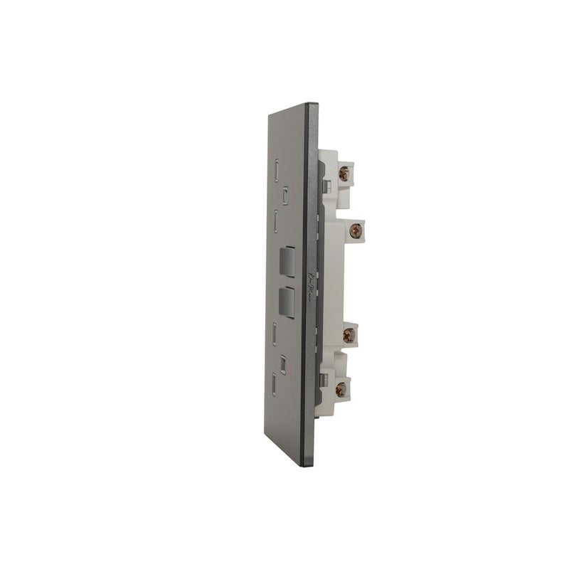 Donmarco 2 Gang Double UK Socket 13A - Ultra Thin Glass, Fire-Resistant Electric Outlet , 15-Year Warranty – Elegant and Durable Power Outlet for Home and Office (Matt Grey) - Image 3