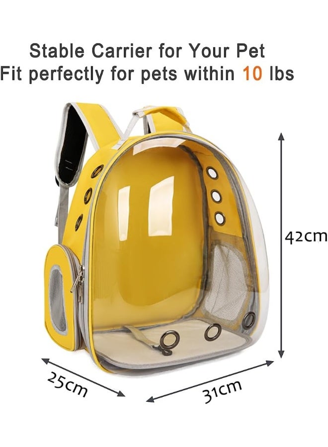 Neostyle NeoStyle Cat Carrier Bubble Bag, Transparent Breathable Capsule Backpack, Pet Convenient Carrier Bag for Small and Medium Cats Dogs. Hiking, outdoor use (Yellow)  - Image 2