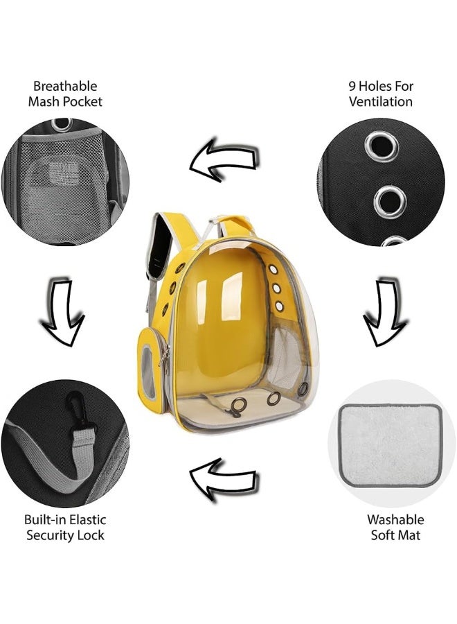 Neostyle NeoStyle Cat Carrier Bubble Bag, Transparent Breathable Capsule Backpack, Pet Convenient Carrier Bag for Small and Medium Cats Dogs. Hiking, outdoor use (Yellow)  - Image 3