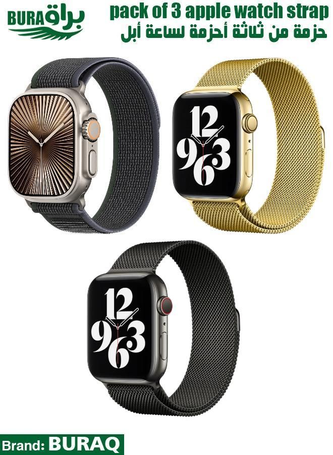 BURAQ Apple Watch Band Strap For Apple Watch Ultra 2/Ultra 49mm, Series 10 46mm, 9/8/7 45mm, SE2/SE/6/5/4 44mm, 3/2/1 42mm