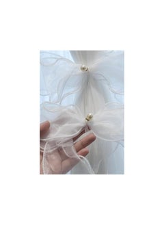 The Bros 2 Pcs Bow Curtain Tiebacks, Butterfly Curtain Ties with Pearls, Bowknot Curtain Ties, Lace Pearl Bow Strap, Curtain Holdbacks, Ribbon Drape Holder, for Wedding, Home Decorative, White  - Image 2