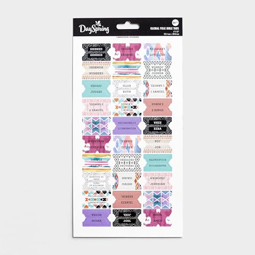 DaySpring - Global Folk Bible Tabs - 66 Cardstock Bible Tab Stickers For The Old And New Testament - Genesis - Revelation (J2678) - Image 2
