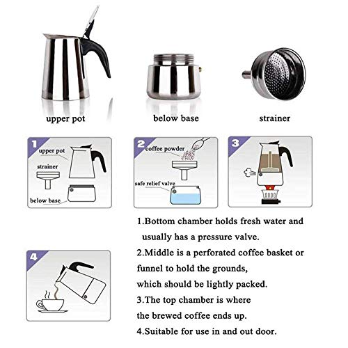 Niyam portable Stainless Steel Stovetop Espresso Coffee Maker Peculator Moka Pot (6 cup - 300 ml) - Image 5