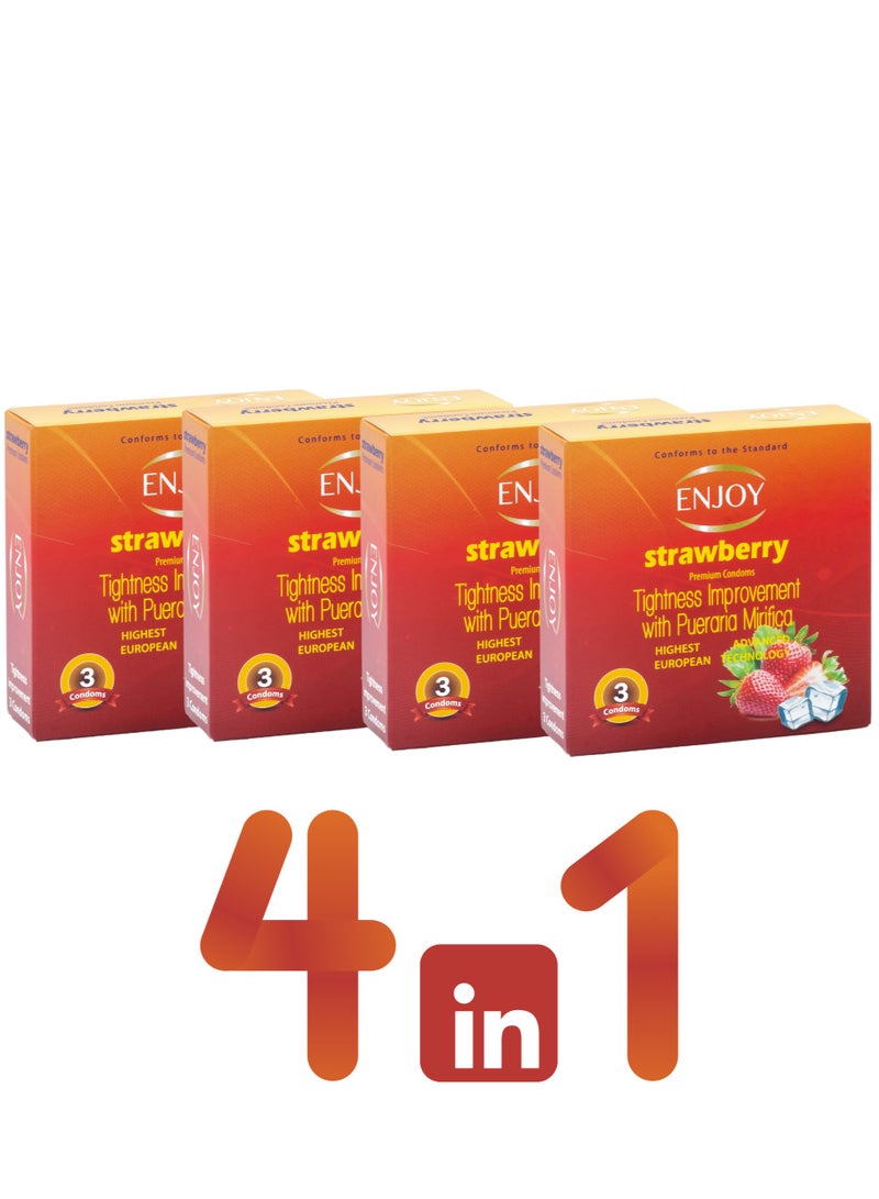 ENJOY Strawberry Premium Condoms 12 Pcs - Image 1