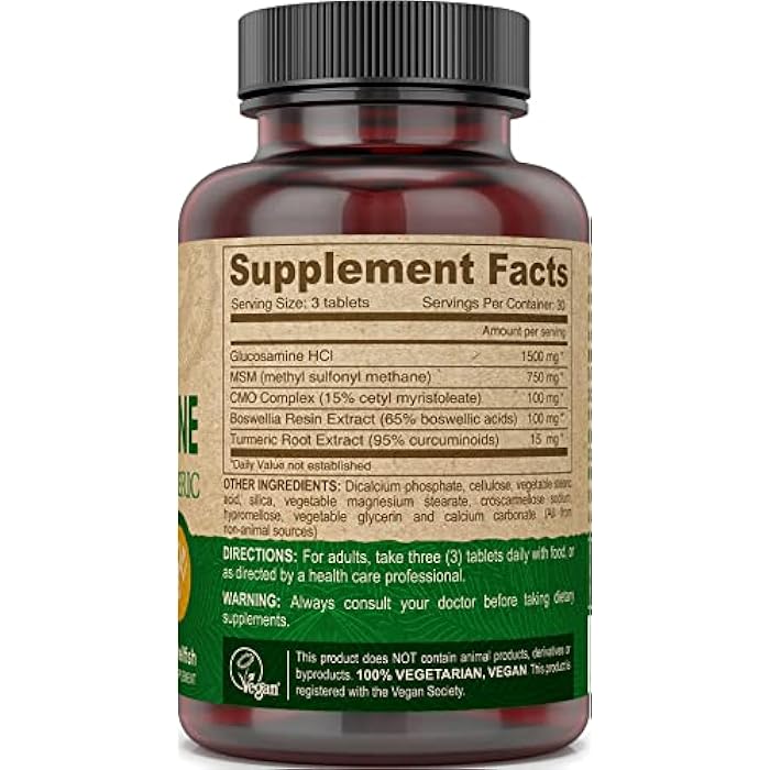 DEVA Vegan Glucosamine MSM & CMO, CMO, Turmeric Extract, Boswellia Extract with Non Animal Ingredients, 90 Tablets - Image 2