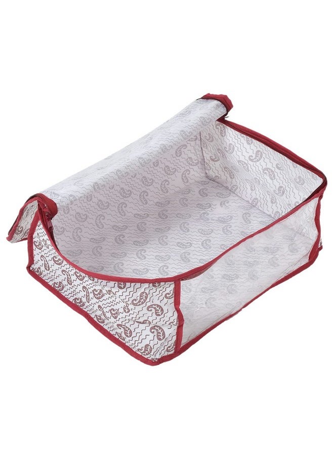 Kuber Industries Kuber Industries Paisley Print Saree Covers With Zip|Foldable Wardrobe Organizer For Clothes|Saree Bags Keep 8 To 10 Saree|Suitable for Lehenga, Suit, Dress|Pack of 6 (Maroon)  - Image 4