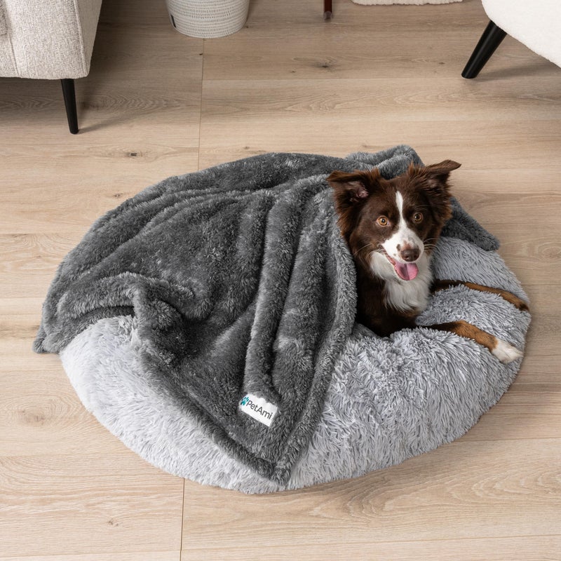PetAmi Dog Blanket for Small Dogs Grey, Fluffy Soft Puppy Blanket, Sherpa Fleece Cat Blanket for Kitten Doggie, Calming Pet Blanket Throw for Couch Sofa Bed Washable, Small 24x32 - Image 2
