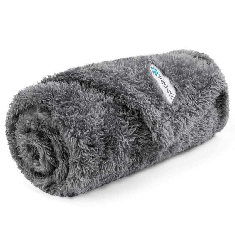 PetAmi Dog Blanket for Small Dogs Grey, Fluffy Soft Puppy Blanket, Sherpa Fleece Cat Blanket for Kitten Doggie, Calming Pet Blanket Throw for Couch Sofa Bed Washable, Small 24x32 - Image 1